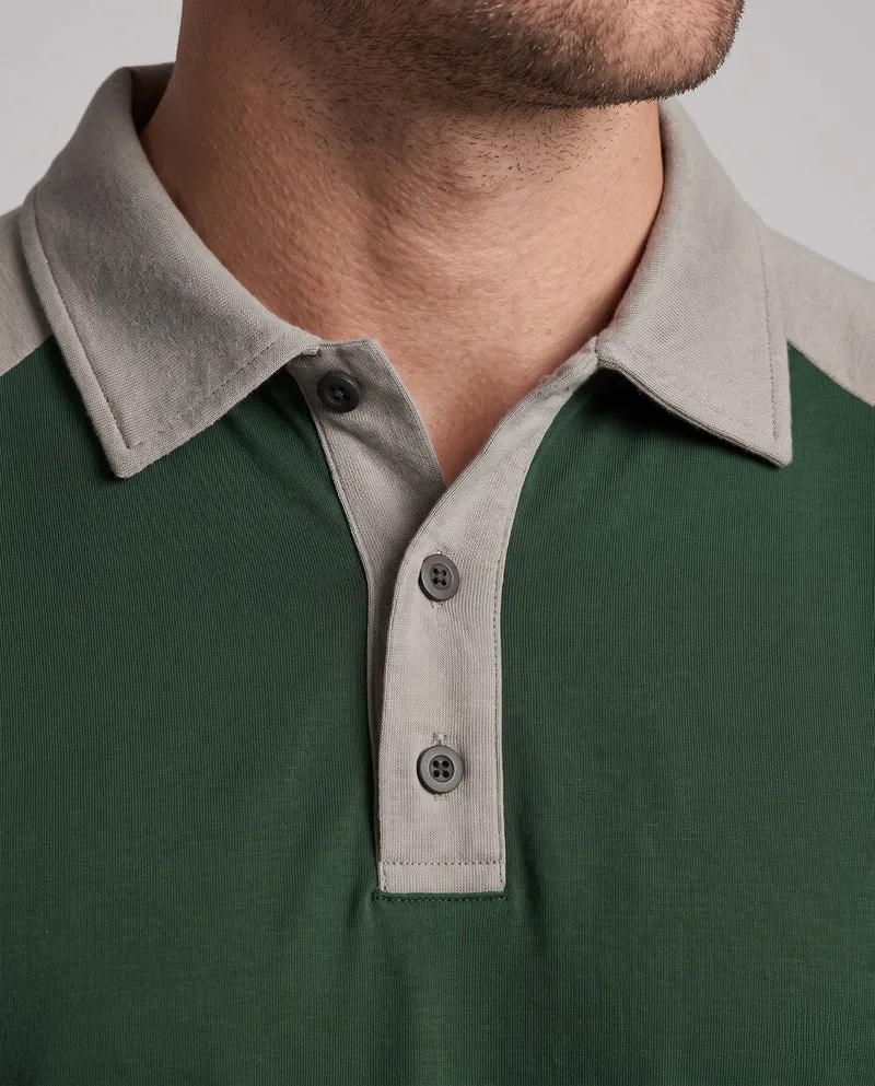 Herren Langarm-Performance-Polo-Shirt mit Raglanärmeln und Knopfleiste Nord Taschen