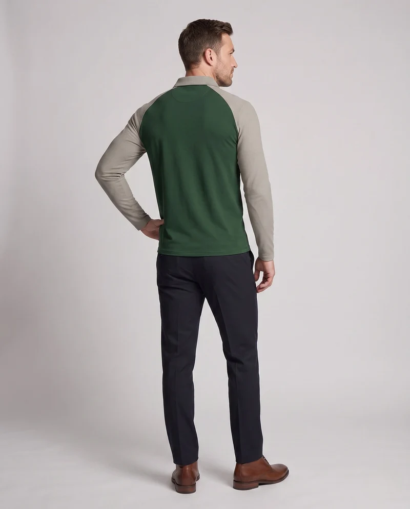 Herren Langarm-Performance-Polo-Shirt mit Raglanärmeln und Knopfleiste Nord Taschen