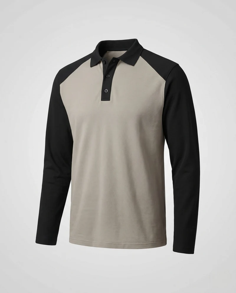 Herren Langarm-Performance-Polo-Shirt mit Raglanärmeln und Knopfleiste Nord Taschen