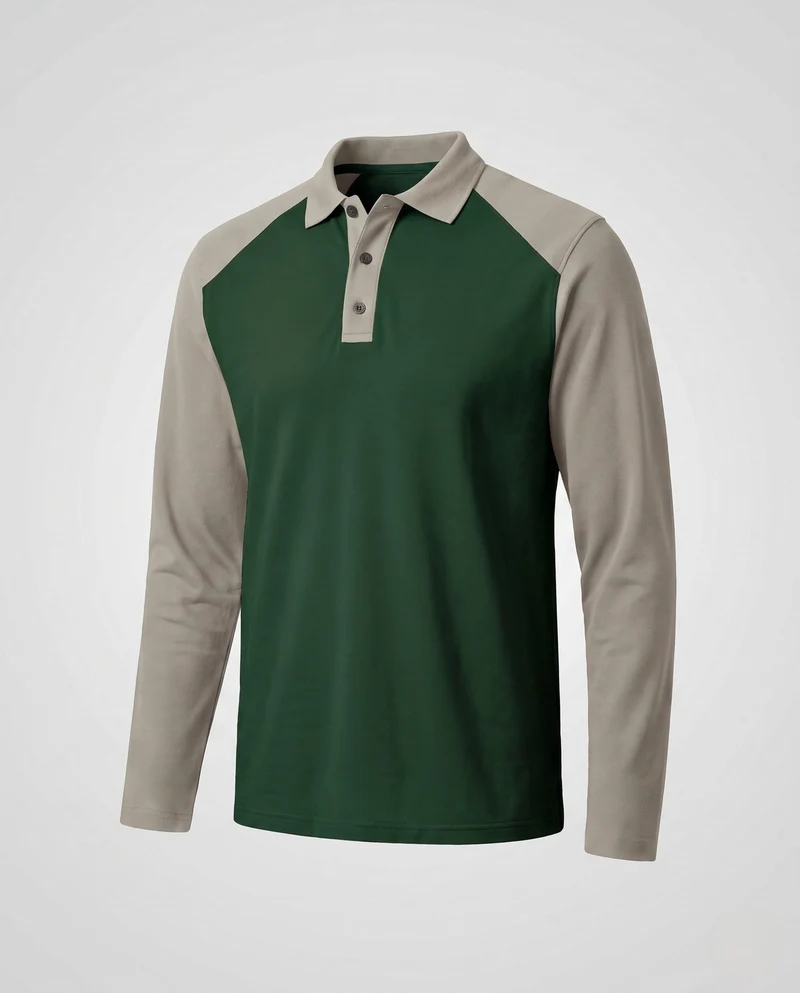 Herren Langarm-Performance-Polo-Shirt mit Raglanärmeln und Knopfleiste Nord Taschen