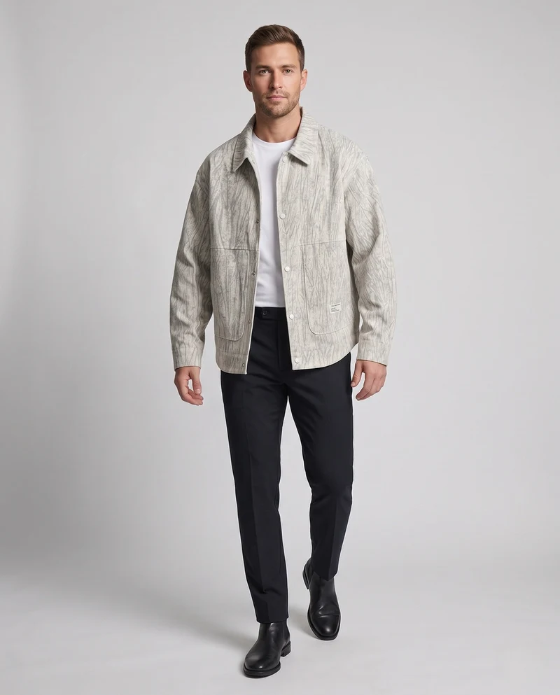 Herren Oversized Übergangsjacke mit Druckknopfverschluss und strukturierter Oberfläche Nord Taschen