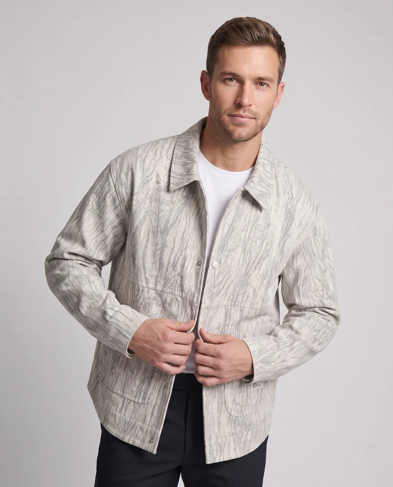 Herren Oversized Übergangsjacke mit Druckknopfverschluss und strukturierter Oberfläche Nord Taschen