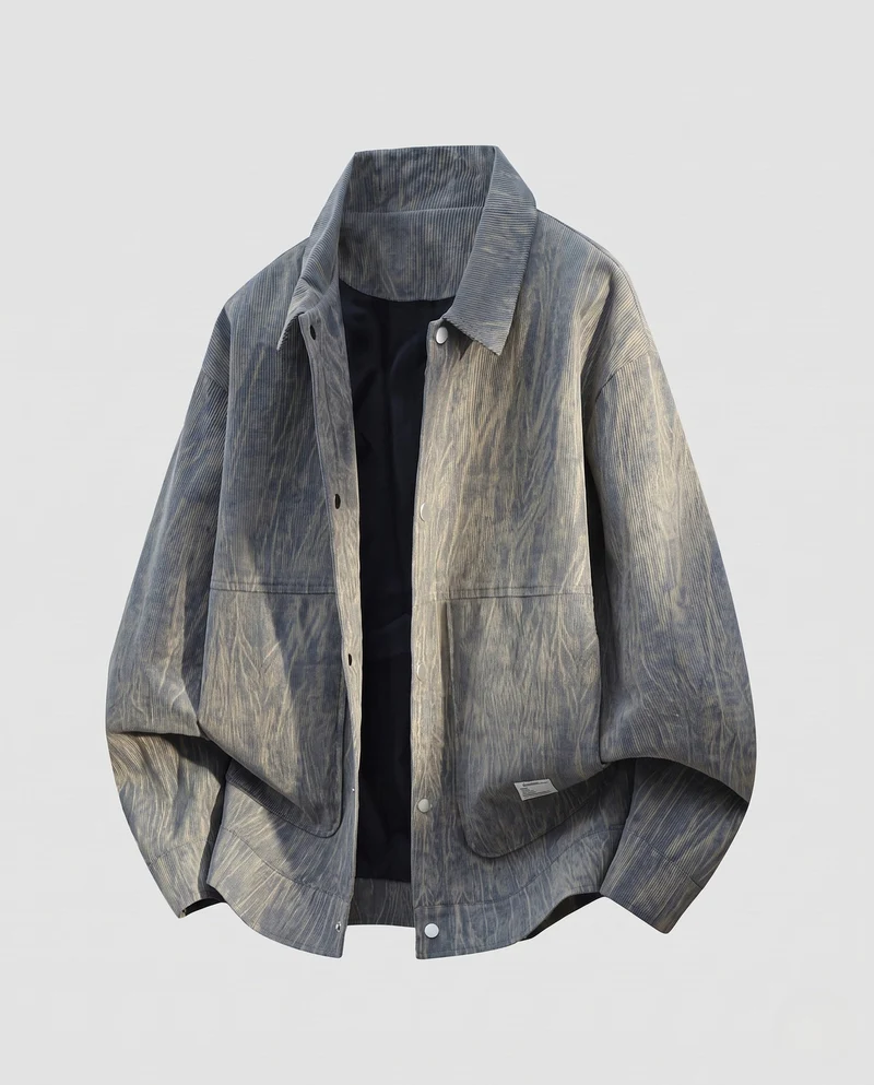 Herren Oversized Übergangsjacke mit Druckknopfverschluss und strukturierter Oberfläche Nord Taschen