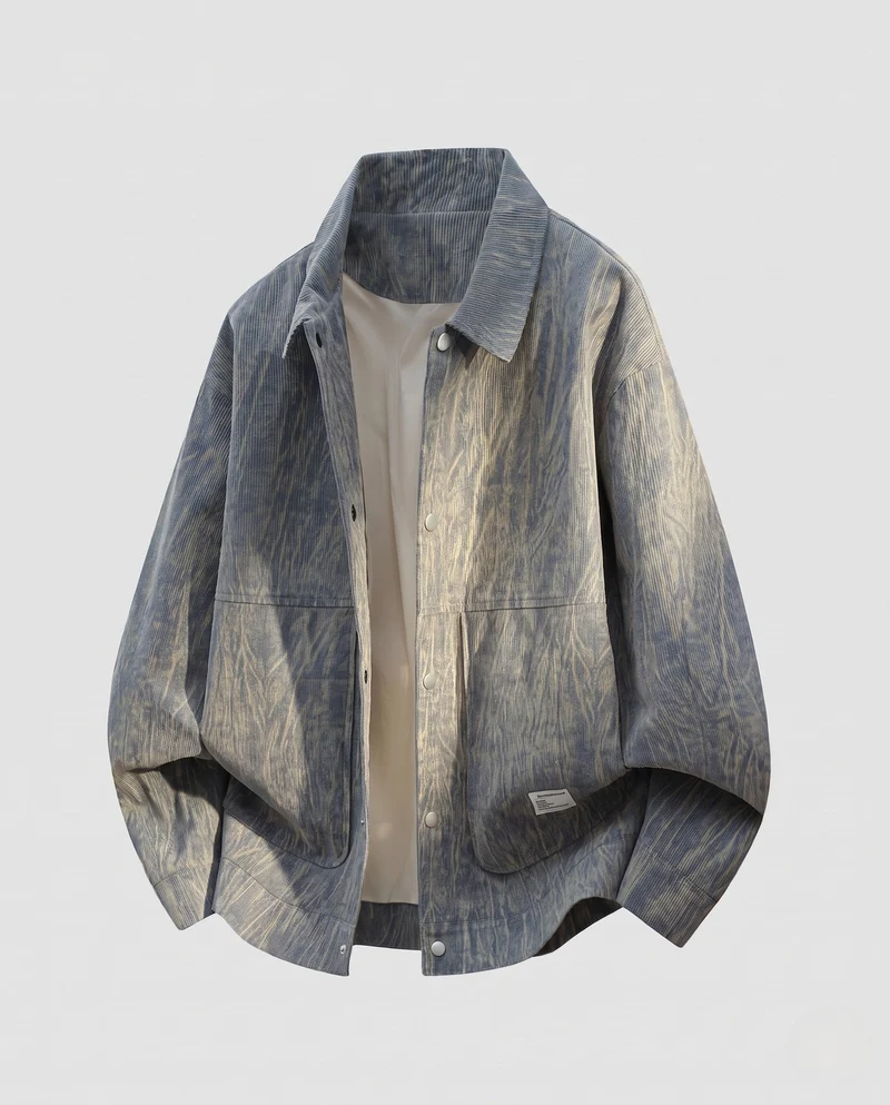 Herren Oversized Übergangsjacke mit Druckknopfverschluss und strukturierter Oberfläche Nord Taschen