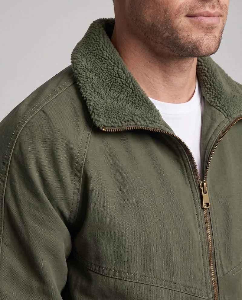 Herren Wendebomberjacke mit Teddyfutter, robustem Canvas-Obermaterial und Reißverschlusstaschen Nord Taschen