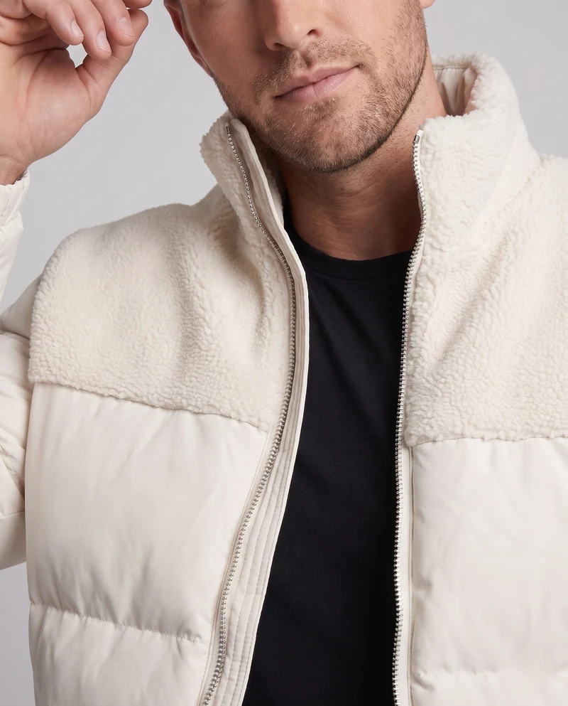 Männer reversible gepolsterte Steppjacke mit Teddybesatz und hohem Stehkragen Nord Taschen