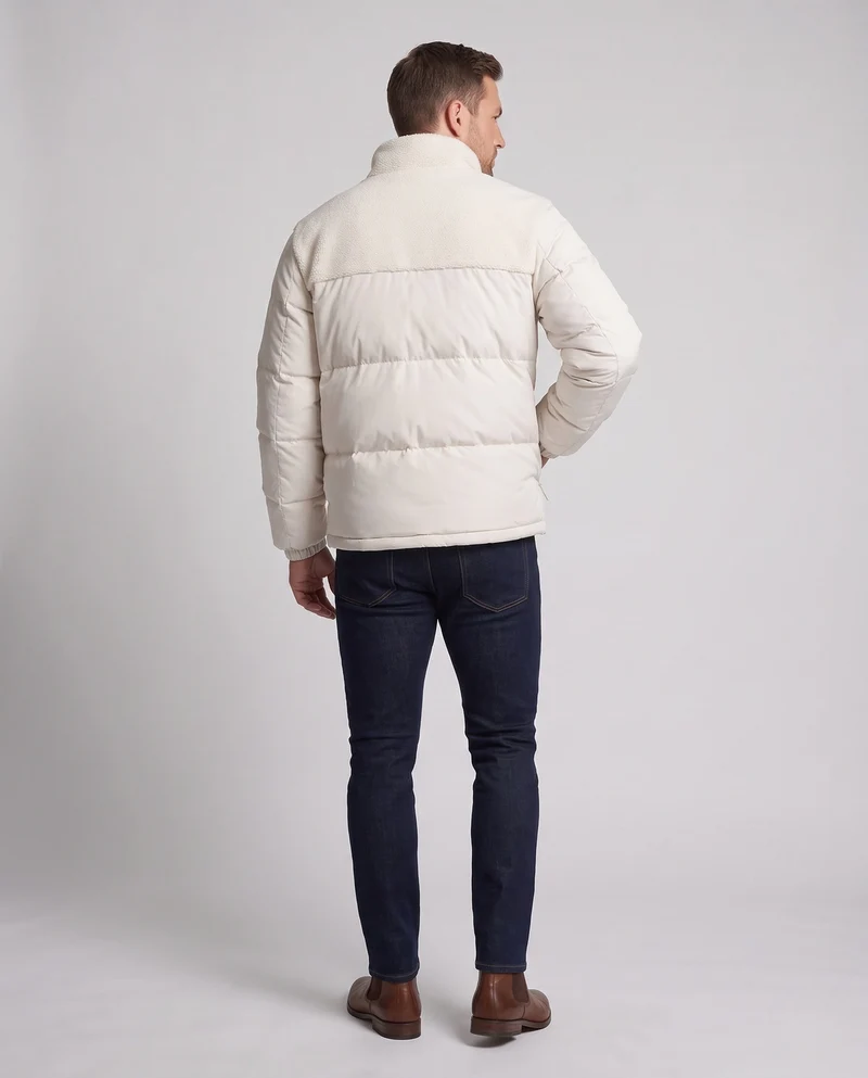 Männer reversible gepolsterte Steppjacke mit Teddybesatz und hohem Stehkragen Nord Taschen