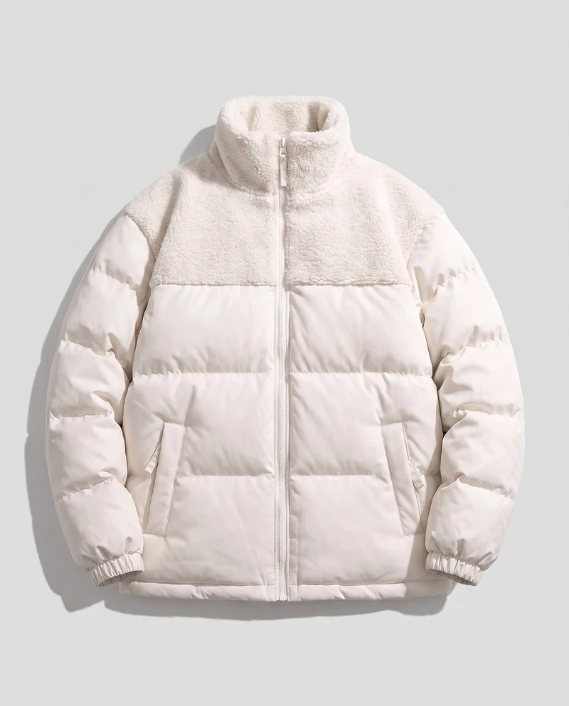 Männer reversible gepolsterte Steppjacke mit Teddybesatz und hohem Stehkragen Nord Taschen