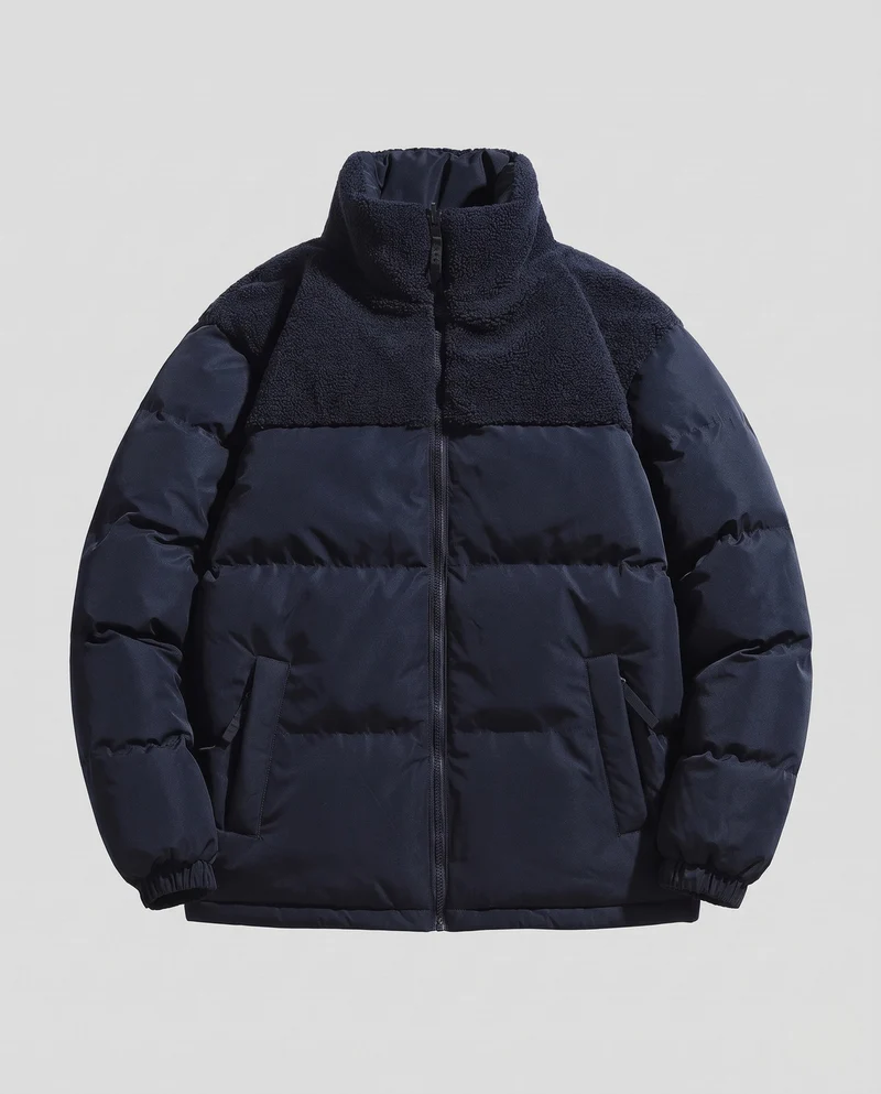 Männer reversible gepolsterte Steppjacke mit Teddybesatz und hohem Stehkragen Nord Taschen