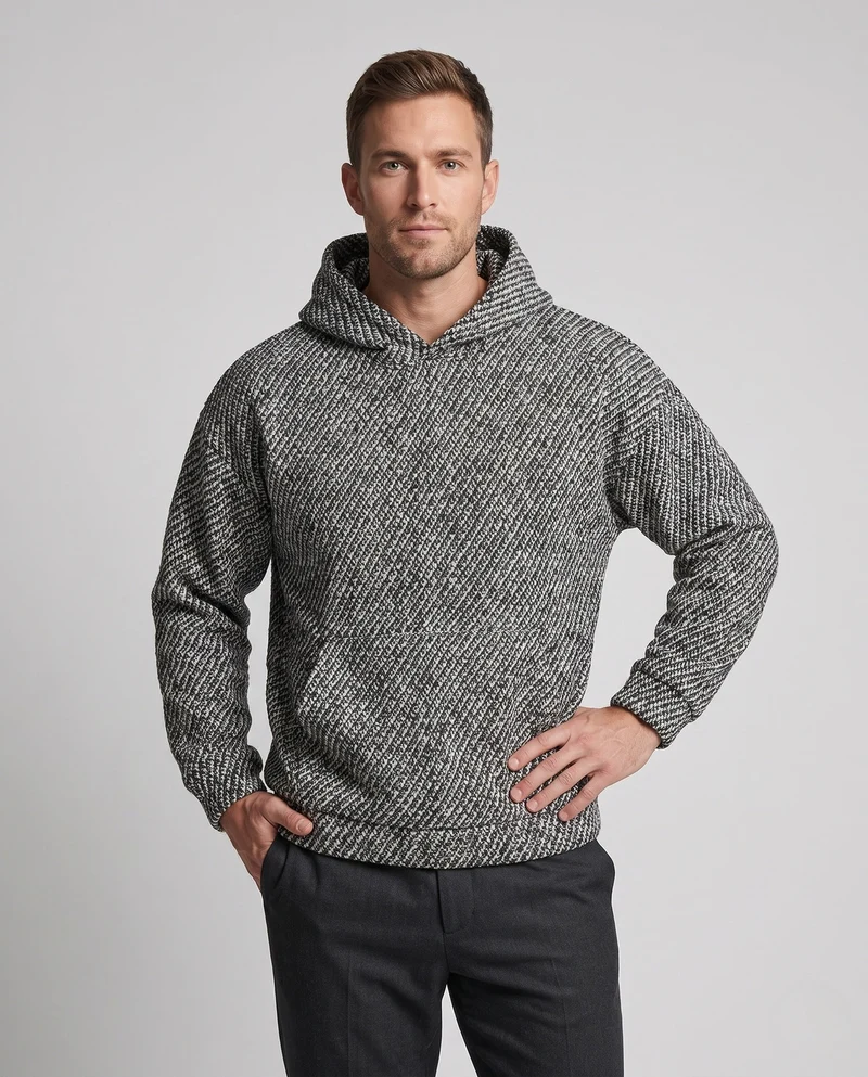 Unisex Oversize Strick Hoodie mit strukturiertem Waffel-Look & Kängurutasche Nord Taschen