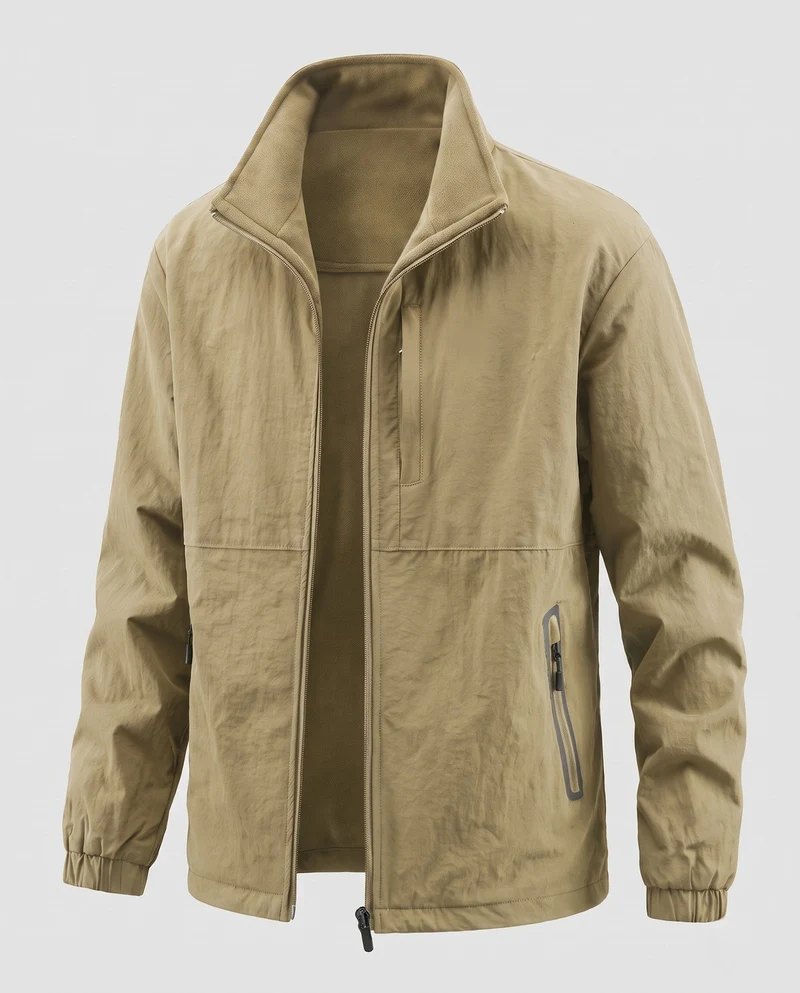 Männer Wendbare Utility-Jacke mit Fleece-Futter, Reißverschlusstaschen & Stehkragen Nord Taschen
