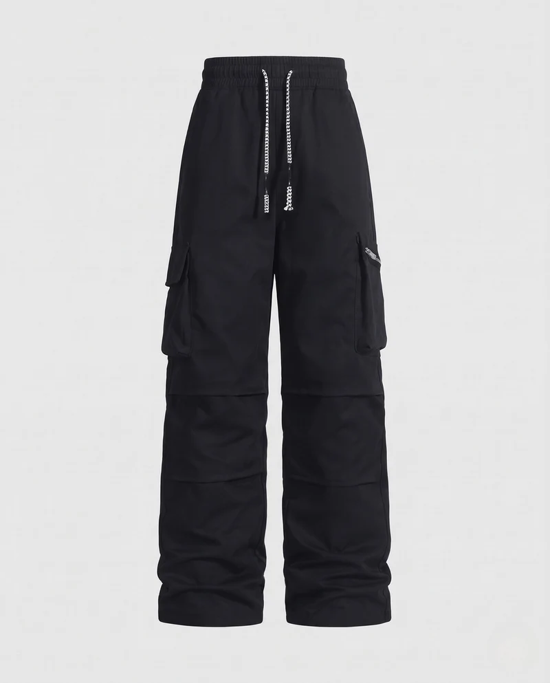 Unisex Weite Utility Cargo-Hose mit elastischem Bund, Kordelzug und mehreren Taschen Nord Taschen