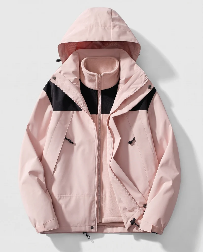Herren zweilagige Softshell-Allwetterjacke mit herausnehmbarer Fleece-Innenjacke