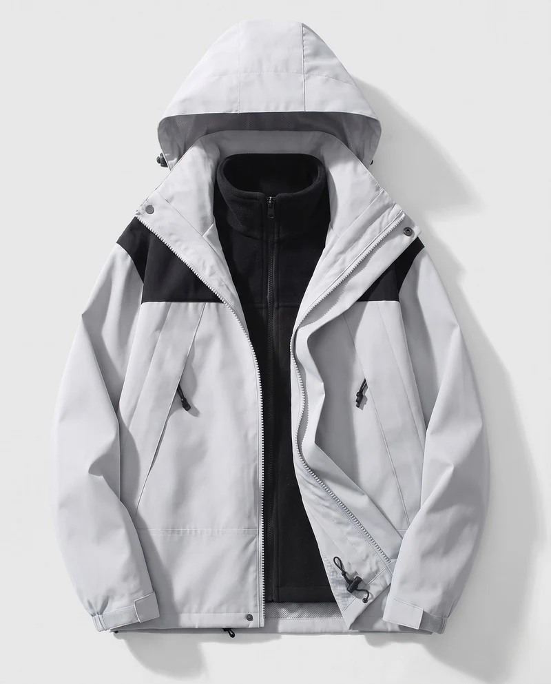 Herren zweilagige Softshell-Allwetterjacke mit herausnehmbarer Fleece-Innenjacke