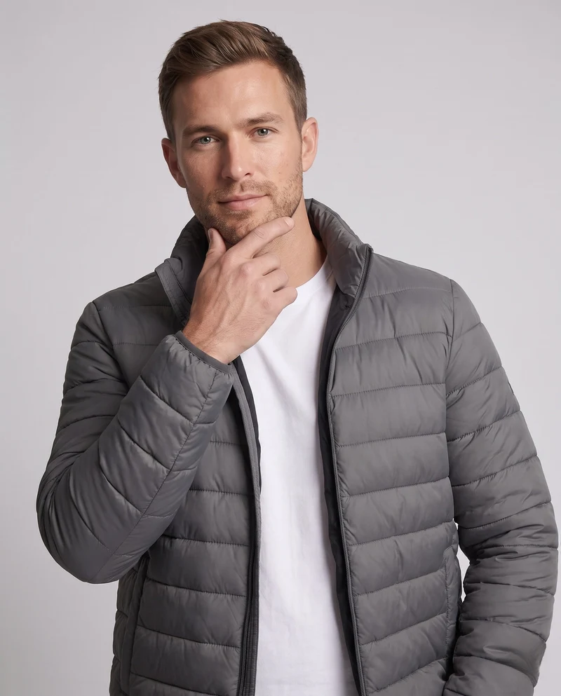 Herren ultraleichte, komprimierbare Steppjacke mit Stehkragen und Packbeutel Nord Taschen