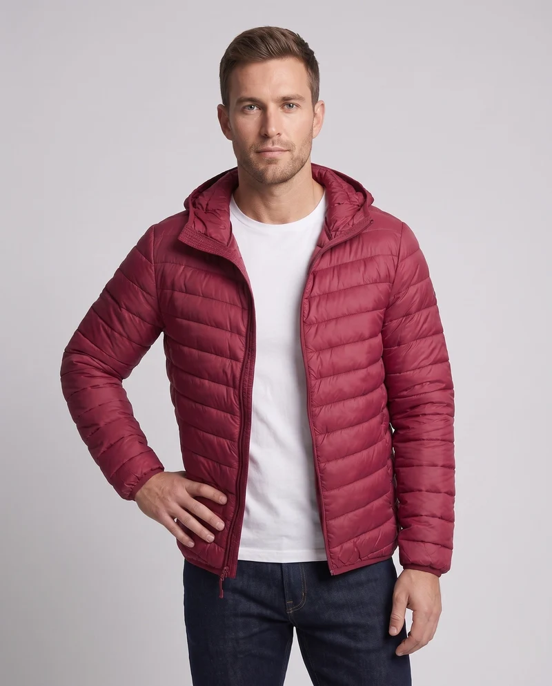 Herren Ultra-Leicht gesteppte Jacke mit Kapuze und Kompressionspackfunktion Nord Taschen
