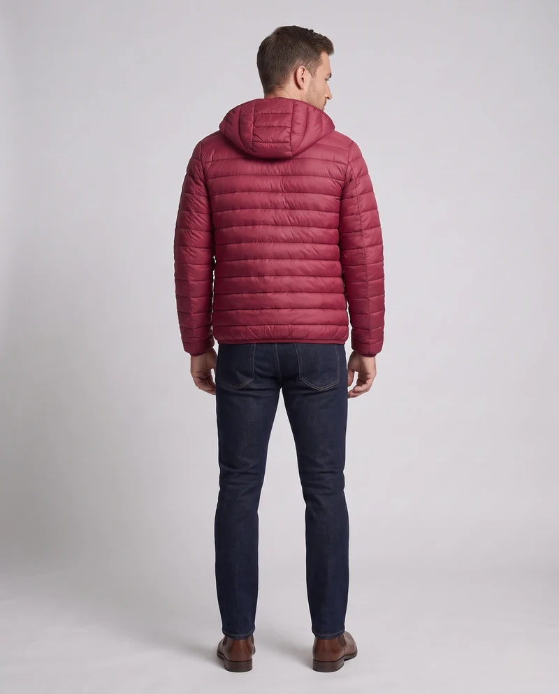 Herren Ultra-Leicht gesteppte Jacke mit Kapuze und Kompressionspackfunktion Nord Taschen