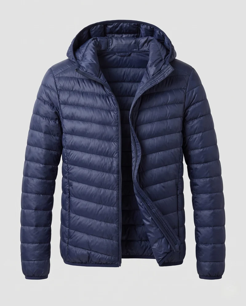 Herren Ultra-Leicht gesteppte Jacke mit Kapuze und Kompressionspackfunktion Nord Taschen