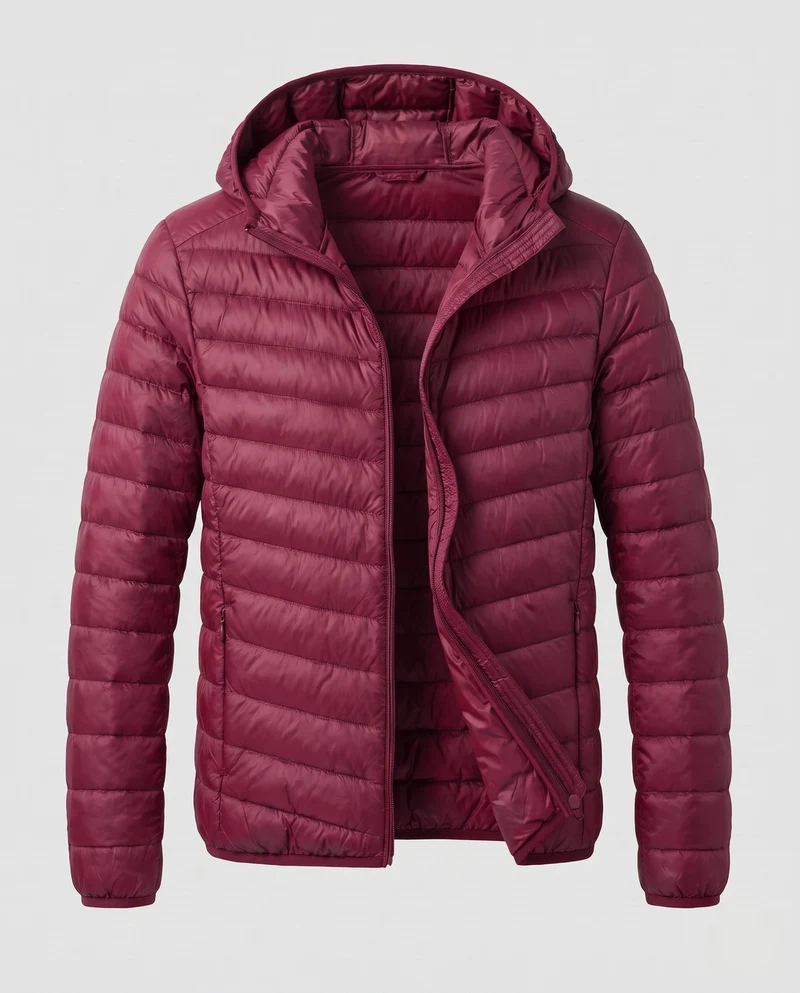 Herren Ultra-Leicht gesteppte Jacke mit Kapuze und Kompressionspackfunktion Nord Taschen