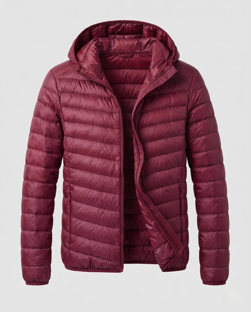 Herren Ultra-Leicht gesteppte Jacke mit Kapuze und Kompressionspackfunktion Nord Taschen
