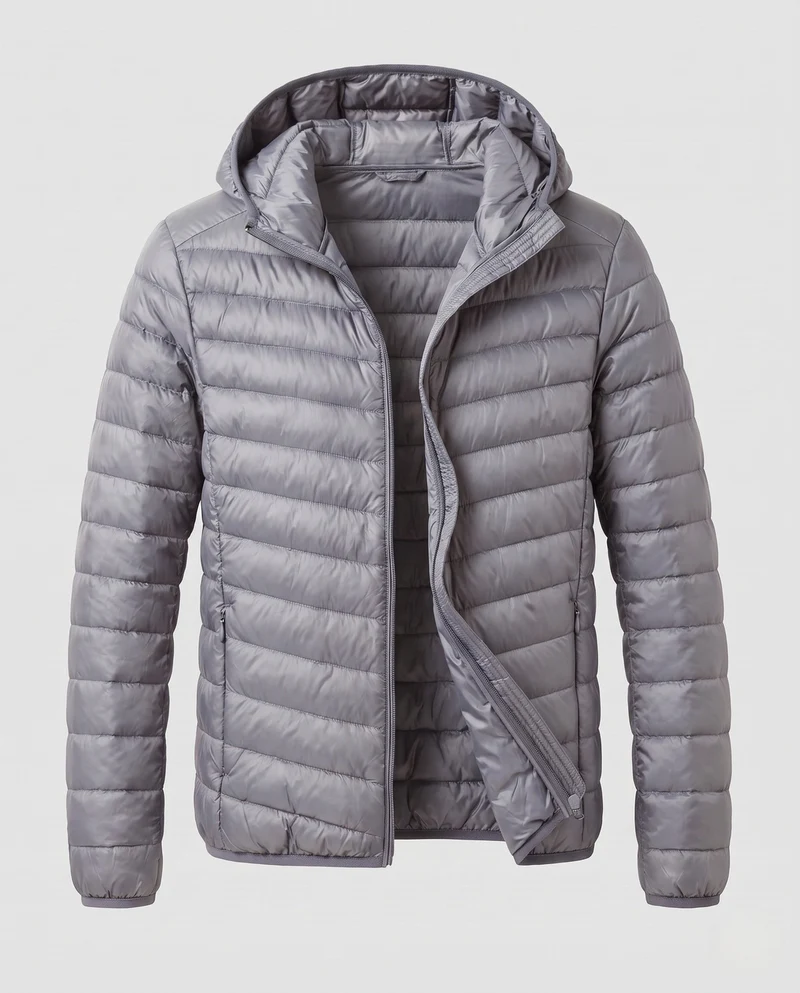 Herren Ultra-Leicht gesteppte Jacke mit Kapuze und Kompressionspackfunktion Nord Taschen