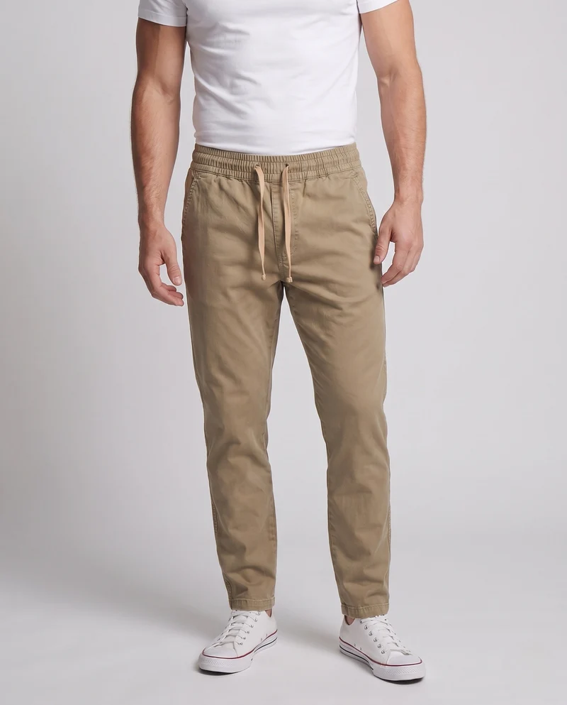 Herren Tapered Chino Jogger mit elastischem Bund und Kordelzug Nord Taschen