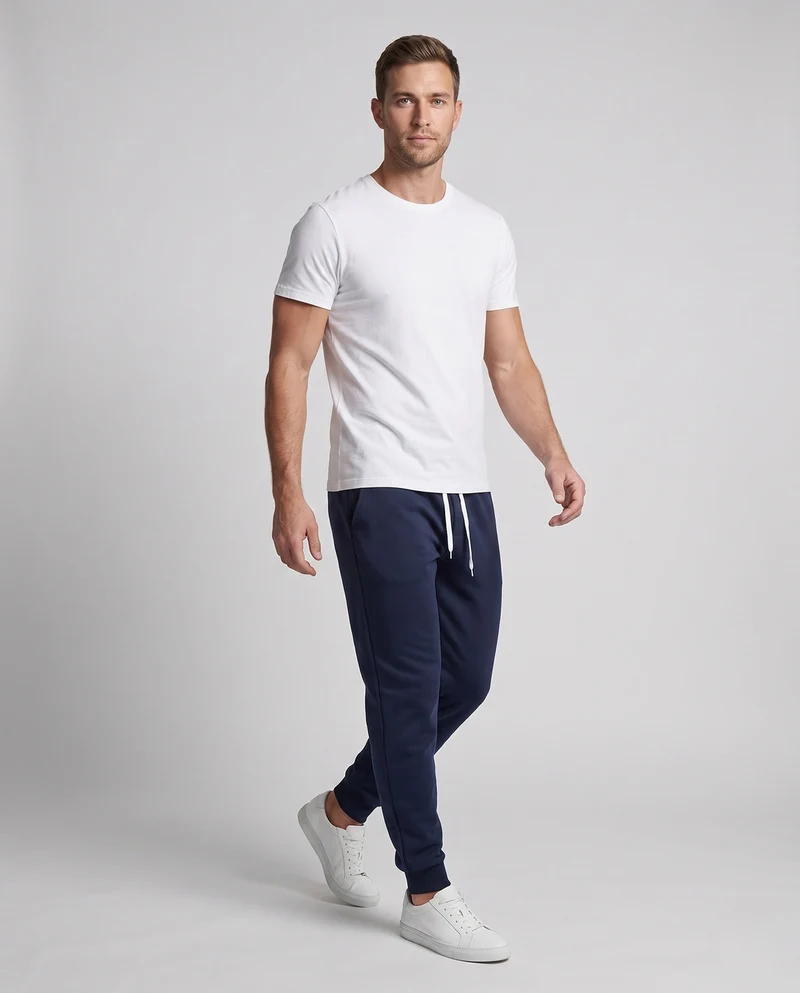 Herren Slim-Fit French Terry Jogger mit Kordelzug und elastischen Bündchen Nord Taschen