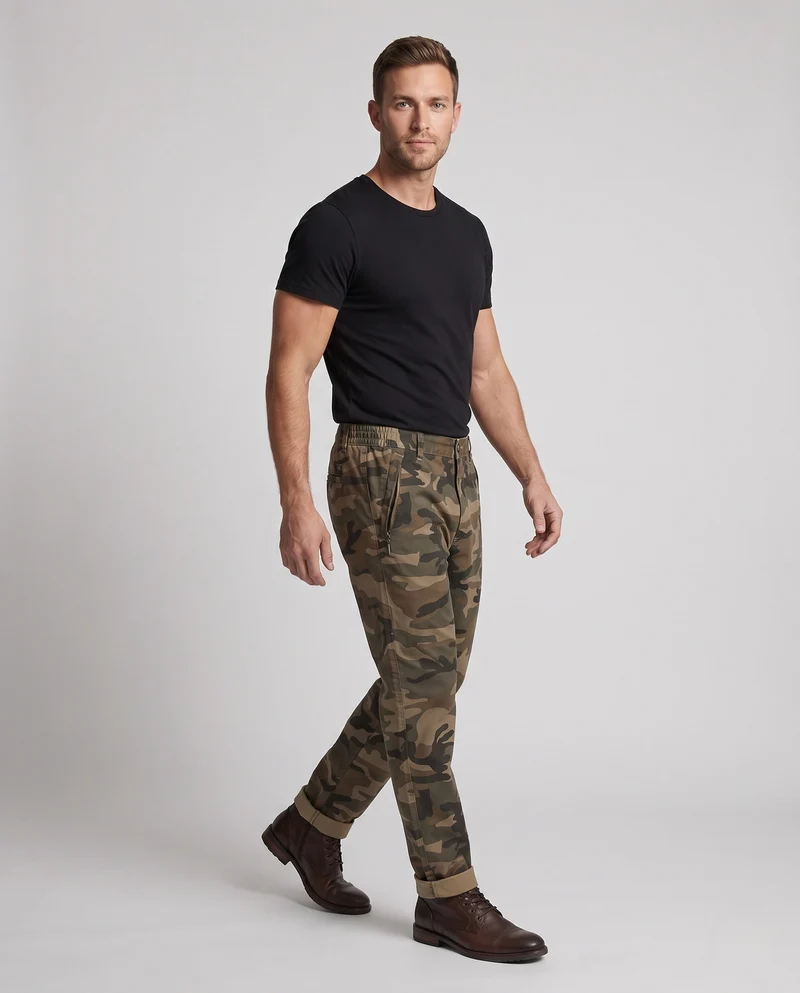 Herren Modern Twill Jogger mit tapered Bein, Reißverschlusstaschen und elastischem Bund Nord Taschen