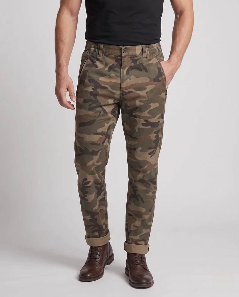 Herren Modern Twill Jogger mit tapered Bein, Reißverschlusstaschen und elastischem Bund Nord Taschen
