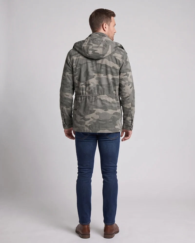 Herrenparka aus Canvas mit abnehmbarer Kapuze und Kordelzug Nord Taschen
