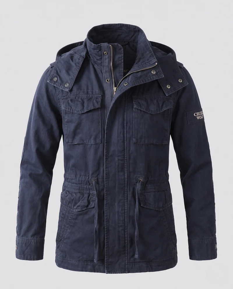 Herrenparka aus Canvas mit abnehmbarer Kapuze und Kordelzug Nord Taschen