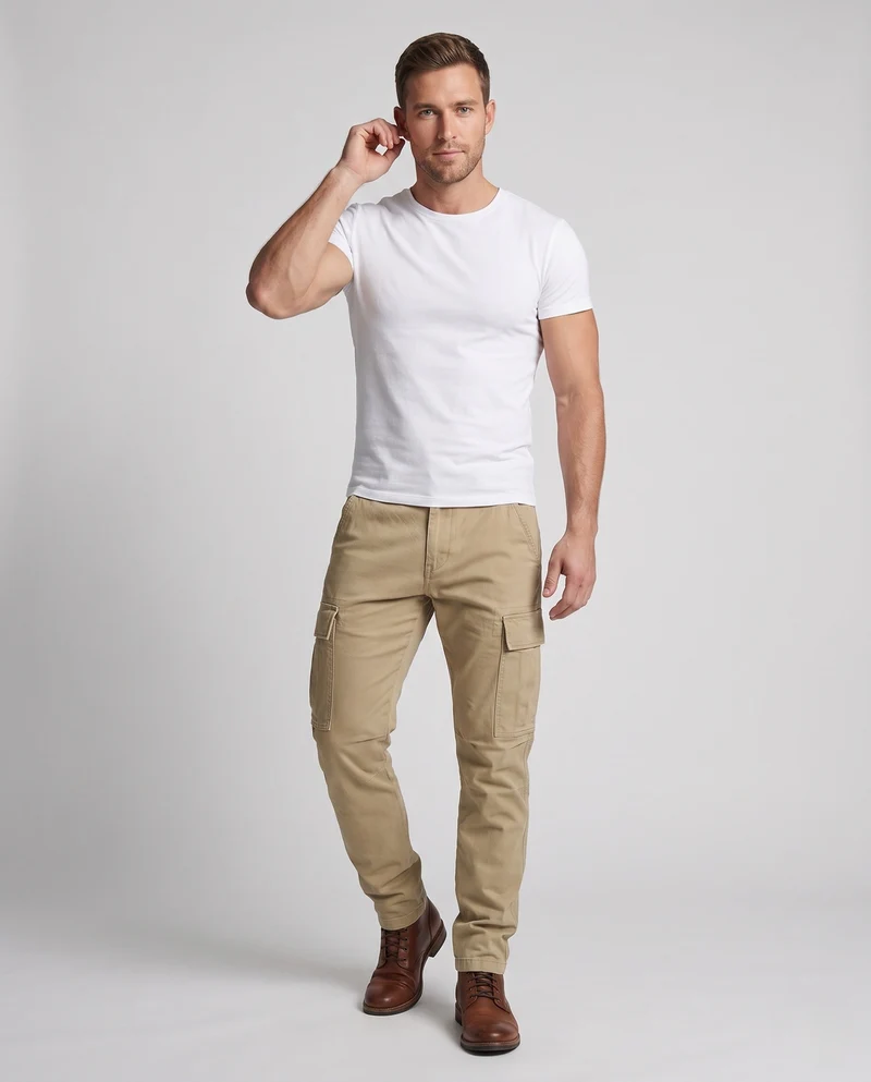 Herren Lockere Cargo-Hose mit Versteifungen an den Knien und mehreren Taschen Nord Taschen
