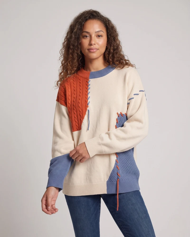 Frauen Übergröße Strickpullover Nord Taschen