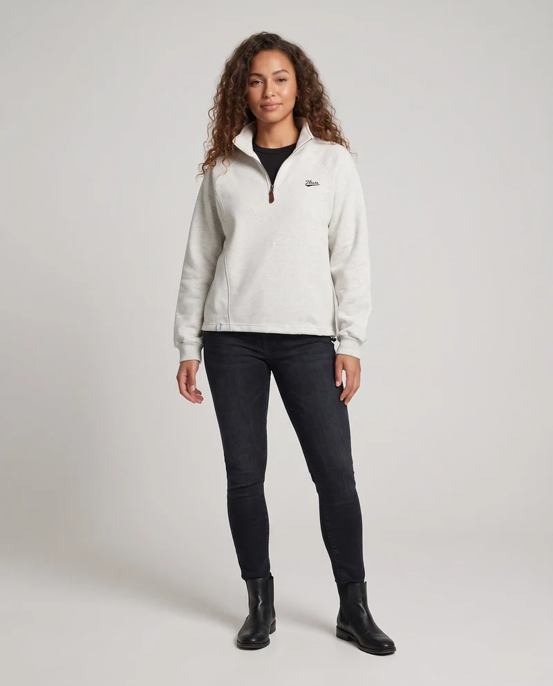 Damen Sport Fleece-Pullover mit Stehkragen Nord Taschen