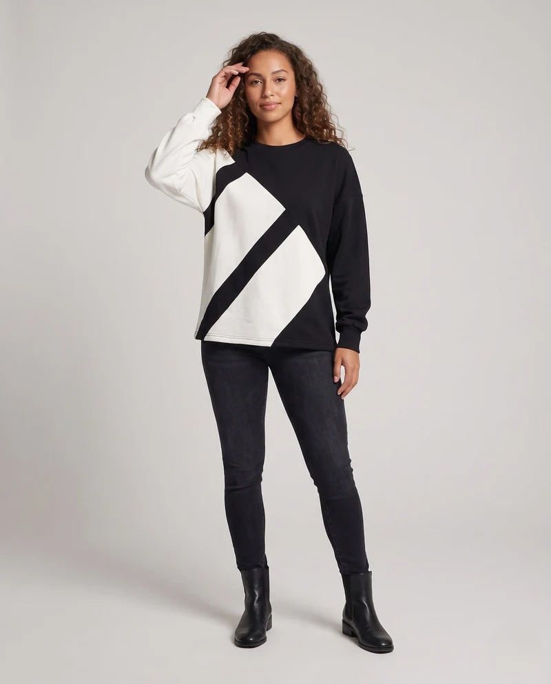 Damen Stilvoller Oversized Pullover Nord Taschen