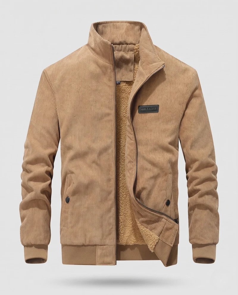 Herren Cordura Sherpa Übergangsjacke mit Stehkragen, wärmendem Teddyfutter & Reißverschluss Nord Taschen