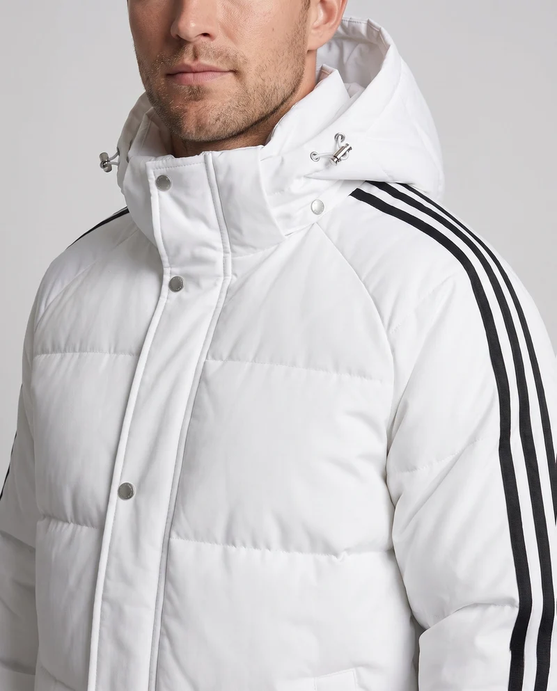Männer lange gepolsterte Kapuzen-Steppjacke mit sportlichen gestreiften Ärmeln und winddichter Schale Nord Taschen