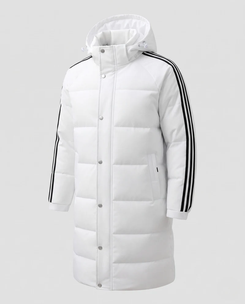 Männer lange gepolsterte Kapuzen-Steppjacke mit sportlichen gestreiften Ärmeln und winddichter Schale Nord Taschen
