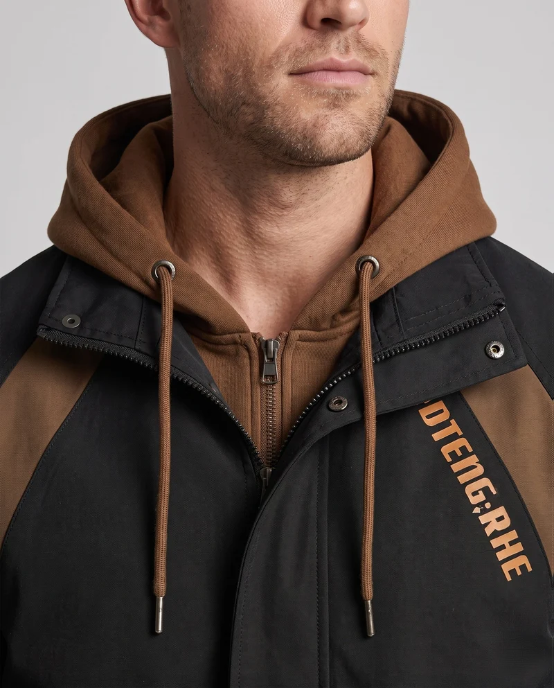 Herren Schichtlook Funktionelle Übergangsjacke mit integrierter Kapuzen-Innenjacke und winddichter Schale Nord Taschen