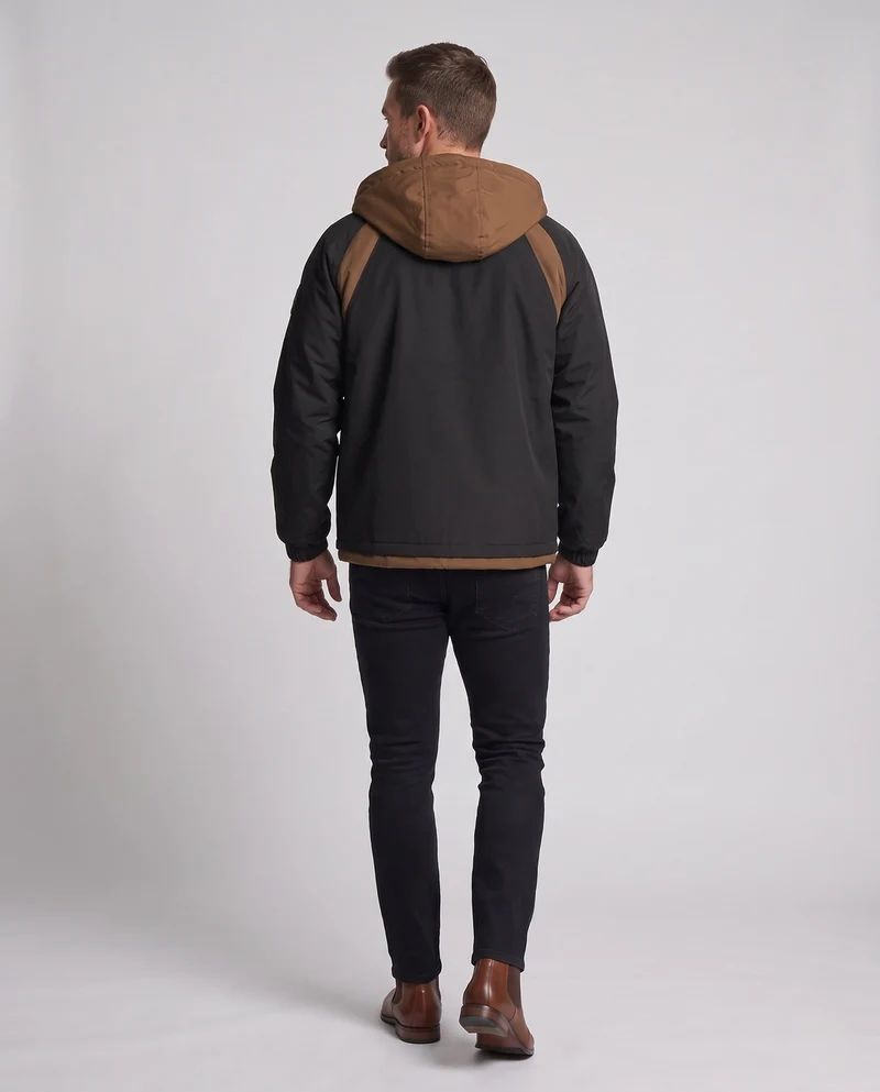 Herren Schichtlook Funktionelle Übergangsjacke mit integrierter Kapuzen-Innenjacke und winddichter Schale Nord Taschen