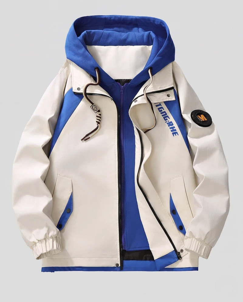 Herren Schichtlook Funktionelle Übergangsjacke mit integrierter Kapuzen-Innenjacke und winddichter Schale Nord Taschen