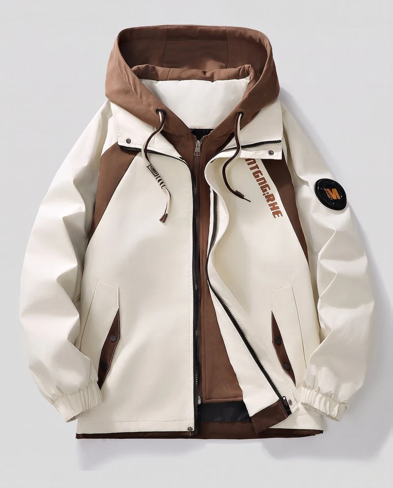 Herren Schichtlook Funktionelle Übergangsjacke mit integrierter Kapuzen-Innenjacke und winddichter Schale Nord Taschen