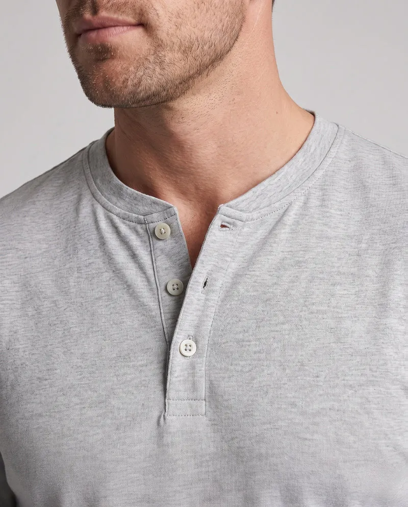 Herren Langarm-Henley-Shirt aus Stretch-Jersey mit Stehkragen & Slim Fit Nord Taschen