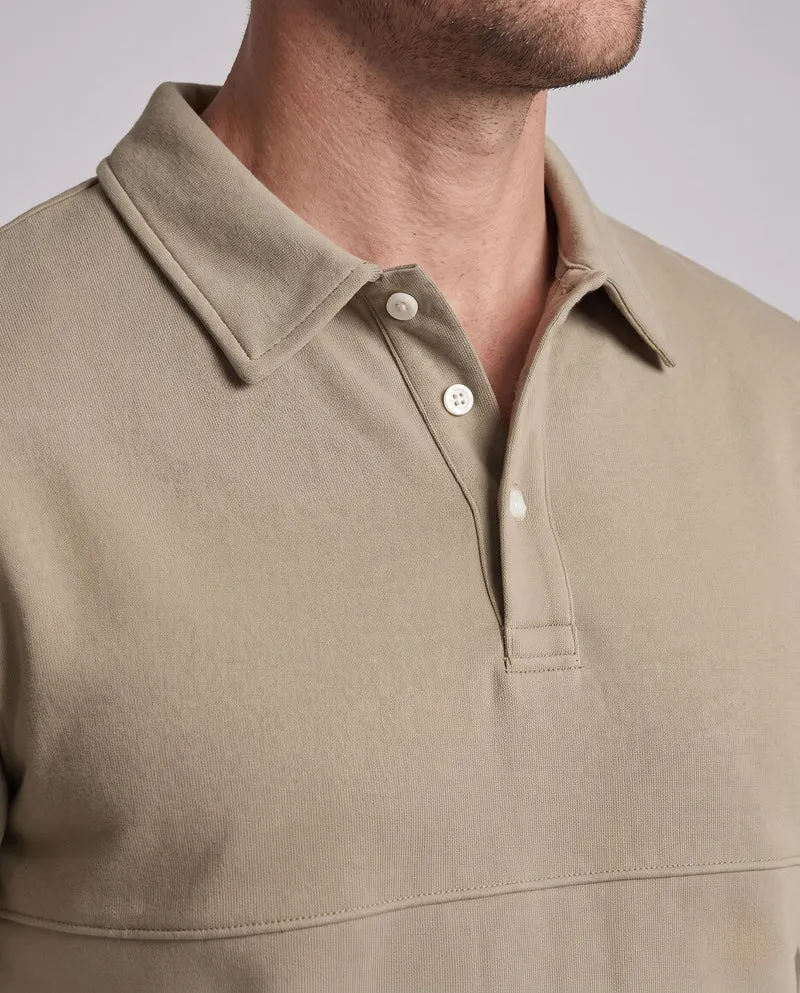 Herren Langarm Polo Sweatshirt im lässigen Look mit Knopfleiste & Kontraststreifen an den Ärmeln Nord Taschen