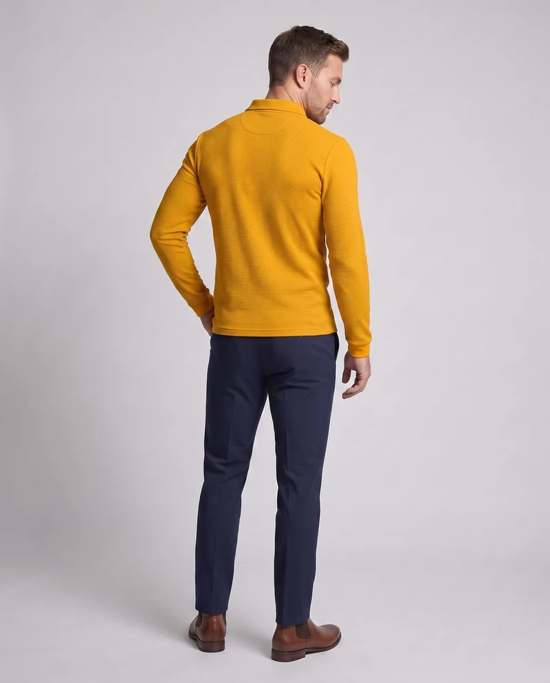 Herren Langarm-Polo-Shirt mit Henley-Knopfleiste und feiner Waffelstruktur Nord Taschen