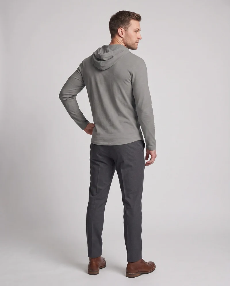 Herren Langarm-Hoodie mit Henley-Knopfleiste und Kordelzug Nord Taschen