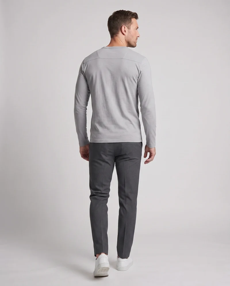 Herren Langarm Henley Shirt mit Brusttasche und dezentem Knopfleiste Nord Taschen