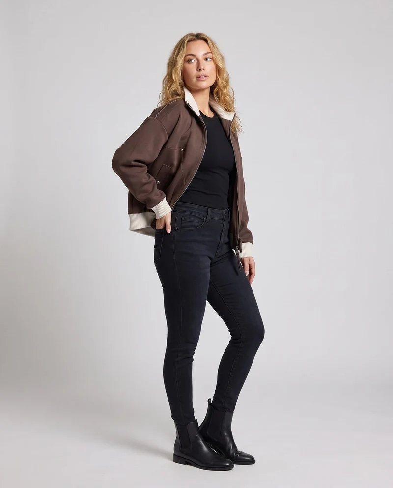 Damen Modische Übergangsjacke mit Stehkragen Nord Taschen