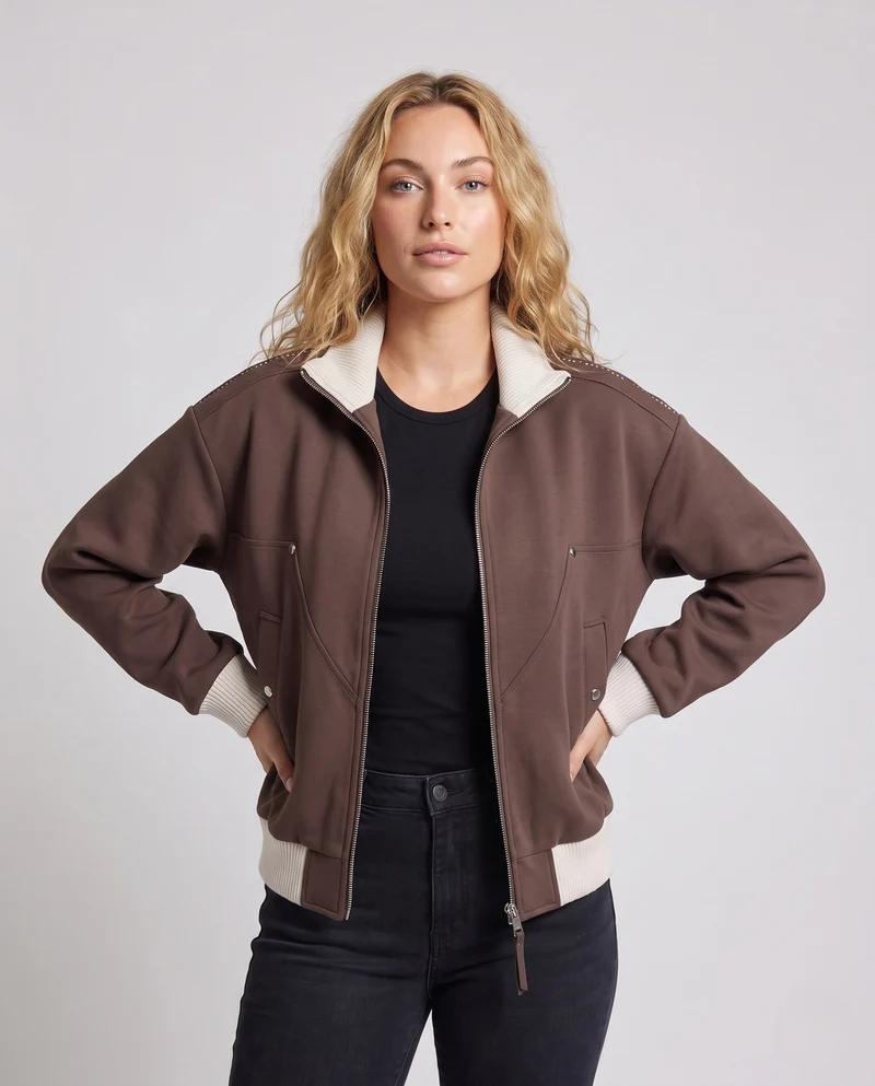 Damen Modische Übergangsjacke mit Stehkragen Nord Taschen