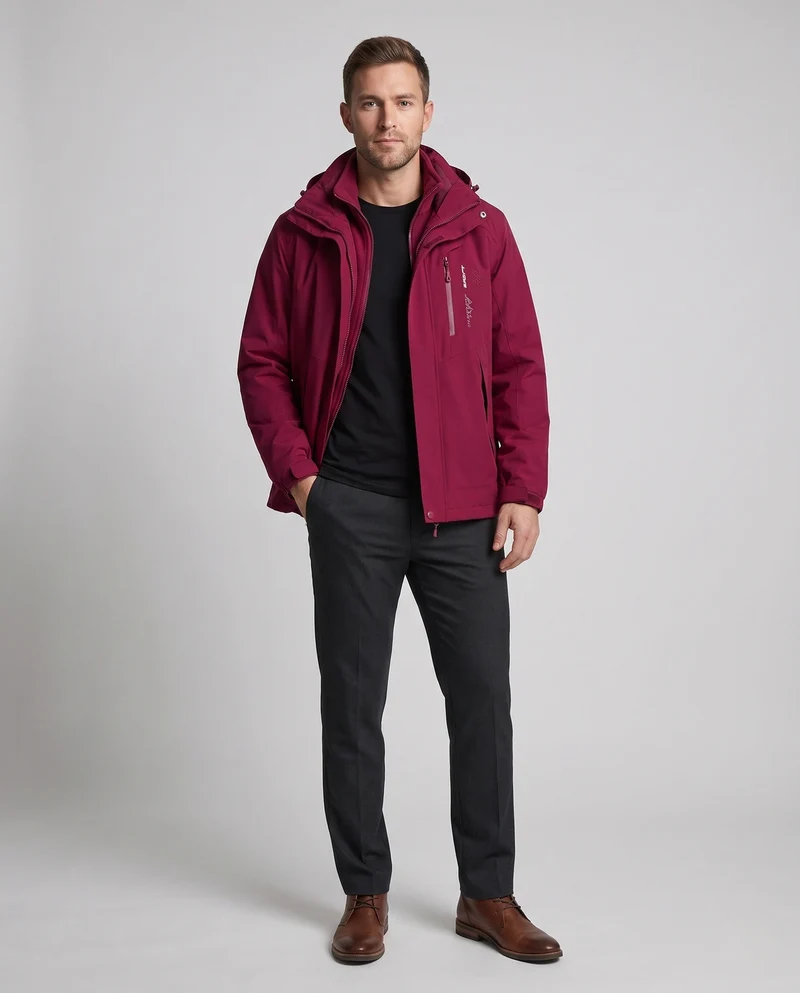 Herren Zweilagige Softshell-Outdoorjacke mit abnehmbarer Fleece-Innenjacke